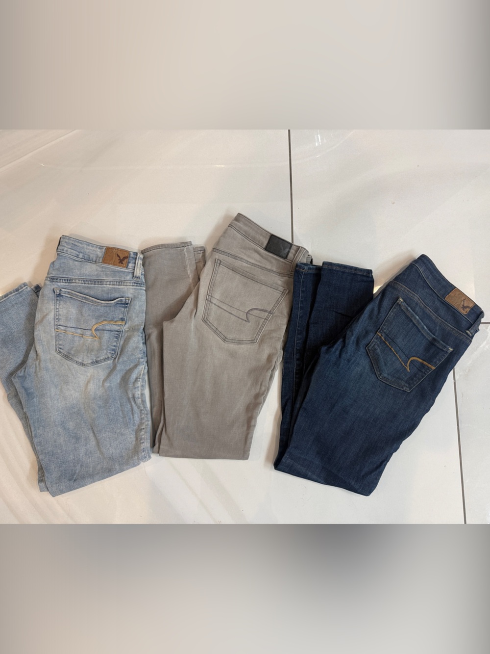American Eagle Jeans 3 pack bundle - Light Blue, Gray, and Dark Blue